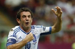 Karagounis celebra un gol en la última eurocopa.
